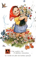 Illustration Mabel Lucie Atwell: Fillette Et Fleurs: All The World Is Full Gladness (le Monde Est Plein De Bonheur) - Attwell, M. L.