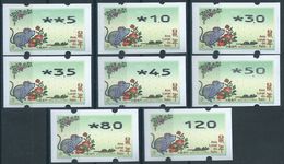 MACAU 2020 ZODIAC YEAR OF THE RAT ATM LABELS NAGLER 104 & 714 2 TYPE MACHINE SET OF 8 VALUES - Automaten