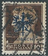 1944 OCCUPAZIONE TEDESCA LUBIANA USATO EFFIGIE 10 CENT - RA4-4 - Duitse Bez.: Ljubljana