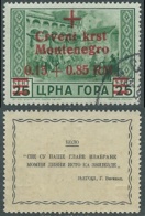 1944 OCCUPAZIONE TEDESCA MONTENEGRO USATO 0,15+0,85 SU 25 CENT - RA4-2 - Deutsche Bes.: Montenegro