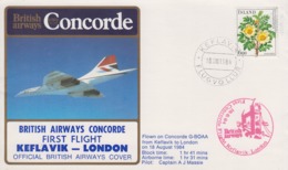 Enveloppe  ISLANDE   1er   Vol    British  Airways    CONCORDE     KEFLAVIK - LONDON   1984 - Concorde
