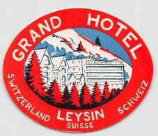 010902 "SUISSE - LEYSIN - GRAND HOTEL"  ETICHETTA  ORIGINALE - ORIGINAL LABEL - Etiquettes D'hotels