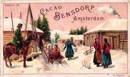5 Tradel PUB Cards Lltho C1900 Dutch Chocolate Bensdorp SIBERIA   7x11cm  Camels Siberie Haven Harbour Rusland - Other & Unclassified