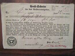 Weimar Thurn Und Taxis 1866 Allemagne Reich Vorphila Préphilatelie Empire Allemand Postschein - Briefe U. Dokumente