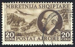 1939 ALBANIA POSTA AEREA N.4 USATO NON COMUNE - USED AIRMAIL VERY FINE - Albanien