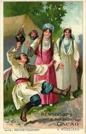 6 Trade Card Set, Lltho C1890 Cacao Bensdorp's 11cm X 7cm, Mariage In Countries - German Advertising Text Complete Serie - Other & Unclassified