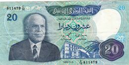 TUNISIA 20 DINARS 1983 VF P-81 "free Shipping Via Registered Air Mail" - Tunesien