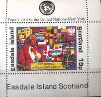 Pape Jean Paul  Visit To The United Nations-New York BF Mnh Easdale Island - Sonstige