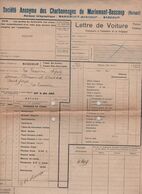 VP33/ Document S.A. Charbonnages Marimont-Bascoup Station Bascoup > La Louvière Lettre Voiture 1915 - Verkehr & Transport