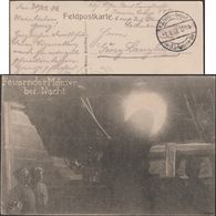 Allemagne 1/1/1917. Carte De Franchise Militaire. Tir De Nuit Au Mortier. Photo étonnante, Lumière - Fotografía