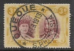 S.Rhodesia / B.S.A.Co., 1913, Double Head, 3d, Perf 15, Used QUEQUE S. RHODESIA 19 FEB 1913, , Thinned - Südrhodesien (...-1964)