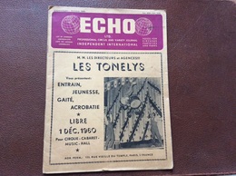 CIRQUE  ÉCHO LTD.  Professional Circus And Variety Journal  No 224  OCTOBER 1960  Les Tonelys  COPENHAGEN  Danmark - Art