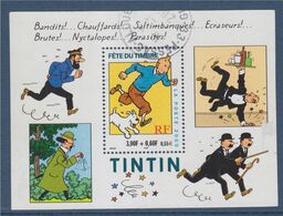 Bloc Oblitéré Fête Du Timbre Par Hergé Tintin Et Milou, Haddock, Tournesol, Nestor Et Les Dupontd BF28 (3304) - Oblitérés