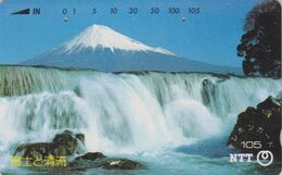 Téécarte JAPON / NTT 290-177 A - MONT FUJI & Cascade  - Waterfall & Mountain JAPAN Phonecard - Vulkane