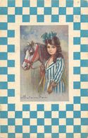 COLOMBO E. - ILLUSTRATEUR - "Jeune Femme Cavalière - Cheval". - Colombo, E.