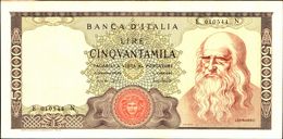 19969) BANCONOTA DA 50000 LIRE BANCA D'ITALIA LEONARDO DA VINCI SENZA FIBRILLE 19/07/19-vedi Foto - 50000 Liras