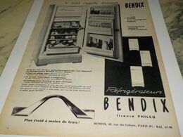 ANCIENNE PUBLICITE LE FROID S APPELLE  REFRIGERATEUR  BENDIX 1958 - Autres Appareils