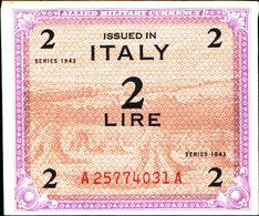 19891) BANCONOTA Da 2 LIRE AM OCCUPAZIONE AMERICANA ITALIA MONOLINGUA FLC 1943 FDS -banconota Non Trattata.vedi Foto - [ 4] Emissions Provisionelles