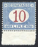 1890-94 SEGNATASSE 10 LIRE N.28 NUOVO* TRACCIA DI LINGUELLA OTTIMA CENTRATURA E BDF - MLH LUXUS - Strafport