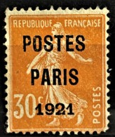 FRANCE 1920/22 - MLH - YT 29 - PRÉOBLITÉRÉS - 1893-1947