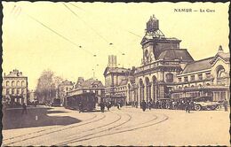 Namur - La Gare (animée Tram Tramway, Tob, Oldtimer, Carte D'Art Sepia Bord Ondulé) - Namur