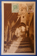 A31 ALGERIE CARTE 1937 RUE DE LA KASBAH +SURCHARGE++ AFFRANCHISSEMENT INTERESSANT - Covers & Documents