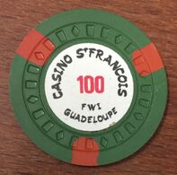 971 GUADELOUPE CASINO SAINT FRANÇOIS JETON DE 100 FRANCS CHIP TOKENS COINS GAMING - Casino