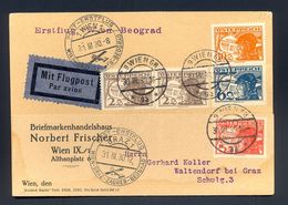AUSTRIA 1930 - Card With First Flight Cancel Wien-Graz-Zagreb-Beograd. Nice Commemorative Cancels And Stamps. - Primeros Vuelos AUA