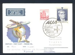 AUSTRIA 1969 - Illustrated Cover With First Flight Cancel Wien-Zagreb. Cover Sent From Wien To Zagreb. - Primeros Vuelos AUA