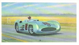 Juan Manuel Fangio  -  Mercedes W196 (1954) Grand Prix  -  Mobil Carte De Collection  -  Illustrateur Roy Nockolds - Car Racing - F1