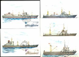 USSR RUSSIA 1983 - Lot Of 5 MC Cards, Topic Ships - Tarjetas Máxima