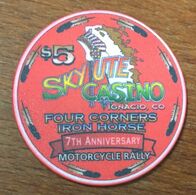 USA COLORADO SKY UTE CASINO CHIP $5 MOTOCYCLE RALLY JETON TOKEN COIN INDIAN INDIEN - Casino