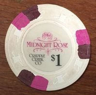 USA COLORADO CRIPPLE CREEK MIDNIGHT ROSE CASINO CHIP $1 JETON TOKEN COIN - Casino