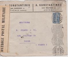 Lettre De Aohnai Kentpikon Pour Paris, 1916, Avec Cachet De Censure 301, Et 304 Au Verso - Covers & Documents