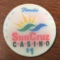 USA FLORIDE PALM BEACH SUN CRUZ CASINO CHIP $ 1 JETON TOKEN COIN CLOSED FERMÉ - Casino
