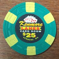 USA WASHINGTON KENMORE LANES CARD ROOM CASINO CHIP $25 JETON TOKENS COINS - Casino