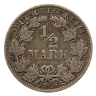 GERMANY - EMPIRE - 1/2 Mark - 1906 - D - München - Silver - #DE008 - 1/2 Mark