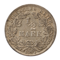 GERMANY - EMPIRE - 1/2 Mark - 1907 - A - Berlin - Silver - #DE011 - 1/2 Mark