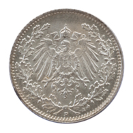 GERMANY - EMPIRE - 1/2 Mark - 1915 - D - München - Silver - #DE023 - 1/2 Mark