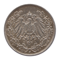 GERMANY - EMPIRE - 1/2 Mark - 1915 - J - Hamburg - Silver - #DE025 - 1/2 Mark