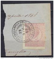 Italie, Timbre Fiscal 50c. Oblitération Officio Del Bolo Stra. Genova 25 GIU. 1868 - Fiscali