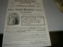 CATALOGO PREIS -LISTE SCHWEIZ STICKEREI MANUFAKTUR LUZERN PRIMI DEL 900 - Catálogos