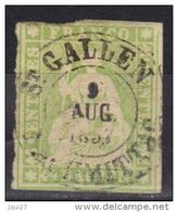 Suisse Vert Clair N° 30 Oblitération St-Gallen 9 AUG 1857 - Gebraucht