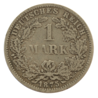 GERMANY - EMPIRE - 1 Mark - 1875 - F - Stuttgart - Silver - #DE080 - 1 Mark