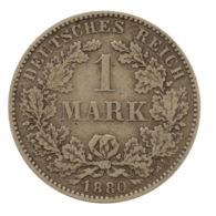 GERMANY - EMPIRE - 1 Mark - 1880 - H - Darmstadt - Silver - #DE089 - 1 Mark