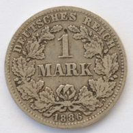 GERMANY - EMPIRE - 1 Mark - 1886 - D - München - Silver - #DE095 - 1 Mark