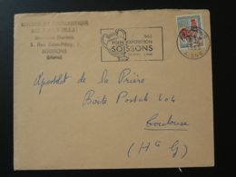 02 Aisne Soissons Foire Exposition Vase 1965 - Flamme Sur Lettre Postmark On Cover - Obliteraciones & Sellados Mecánicos (Publicitarios)