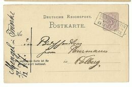 DR Ka3 GROSS-JESTIN Reg. Bez. Coeslin Auf Ganzsache 1877 Nach Colberg R! - Lettres & Documents