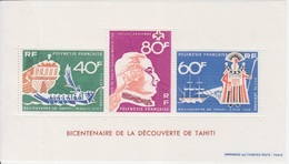 Polynésie, B 1 (Bicentenaire De La Découverte De Tahiti, Wallis, Cook, Bougainville), Neuf ** - Blocs-feuillets