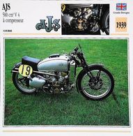 "Motorbike  AJS 500 Cm3 V4 Compressor 1939" Moto Anglaise - Collection Fiche Technique Edito-Service S.A. - Sammlungen